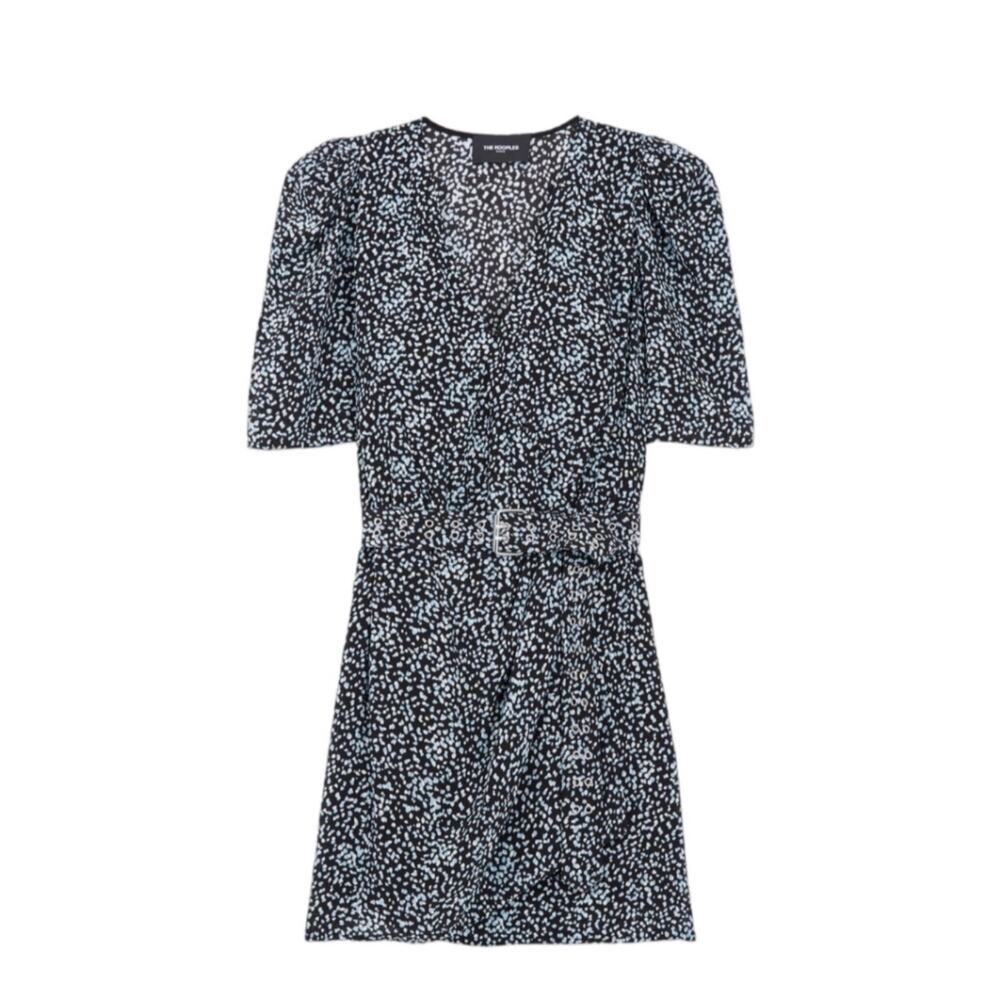 New the Kooples belted summer dot black & blue dress sz 1 small - Picture 3 of 6